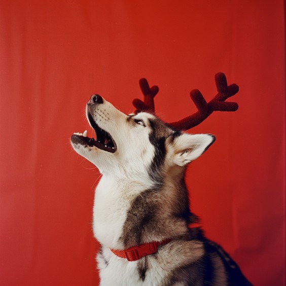 Husky howling for Christmas